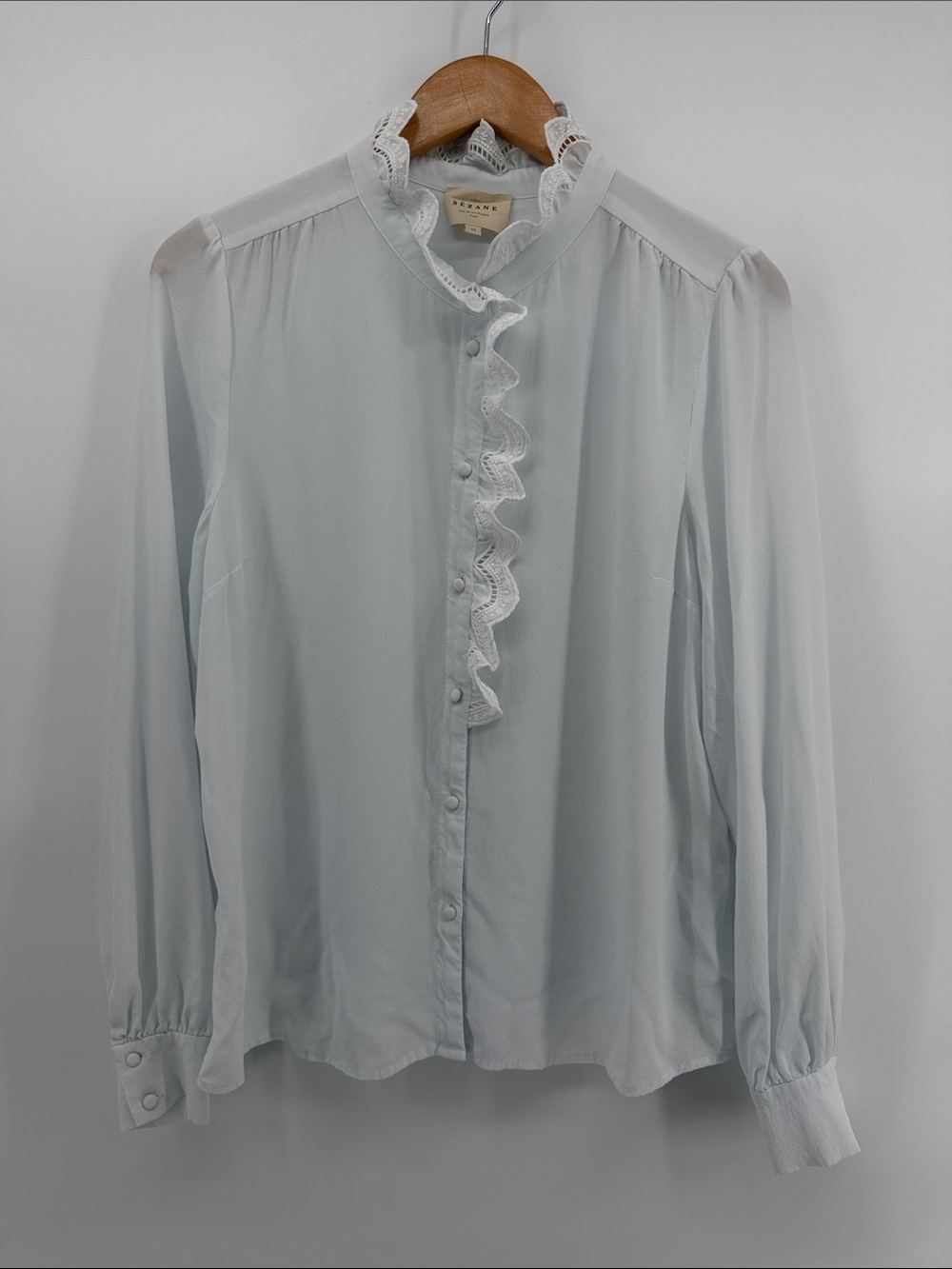 Sezane Chlo Shirt in Light Blue White 42 / US 10 A16